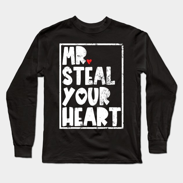 Mr Steal Your Heart Valentines Day Funny V-Day Boys Kids Long Sleeve T-Shirt by LEGO